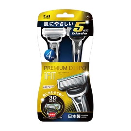 貝印 PREMIUM DISPO iFIT(プレミアム ディスポ アイフィット)5枚刃 使い捨てカミソリ 4本入