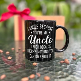 CATABUBU Uncle Gifts from Niece Nephew Aunt - I Smile Because You’re My Uncle Mug Best Uncles Ever Gift for Man - Uncles Birthday Fathers Day Christmas Gifts for Him Men-229