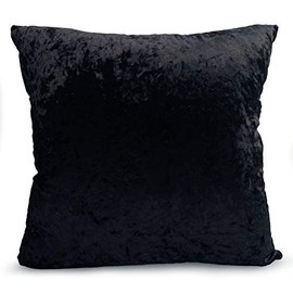 large plain crush velvet cushions + covers or covers 10 colours 20x20" or 17x17" (21"x21" cushion cover, BLACK)