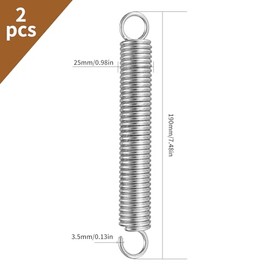 Heozhuyi 2 Pcs 190mm Extended Compressed Springs, Extension Spring, Dual Hook Tension Springs, Small Carbon Steel Replacement Springs for Tent Awning Caravan Trampoline Mounting, Wire Diameter 35mm/OD 25mm