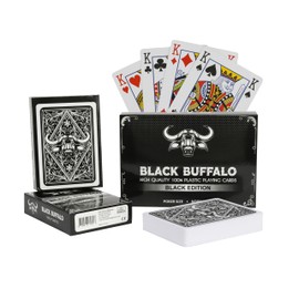 Black Buffalo Playing Cards Waterproof Plastic Poker Cards - With 4 Signs - Twin Pack 2 x Black