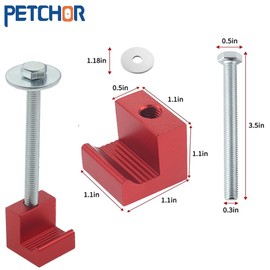 PETCHOR Truck Tool Box Mounting Kit No Drill, J Hook Crossover Tool Box Mounting Clamps, Aluminum Truck Tool Box Tie Downs for Pickup Truck Tool Box, 4Pack, Red