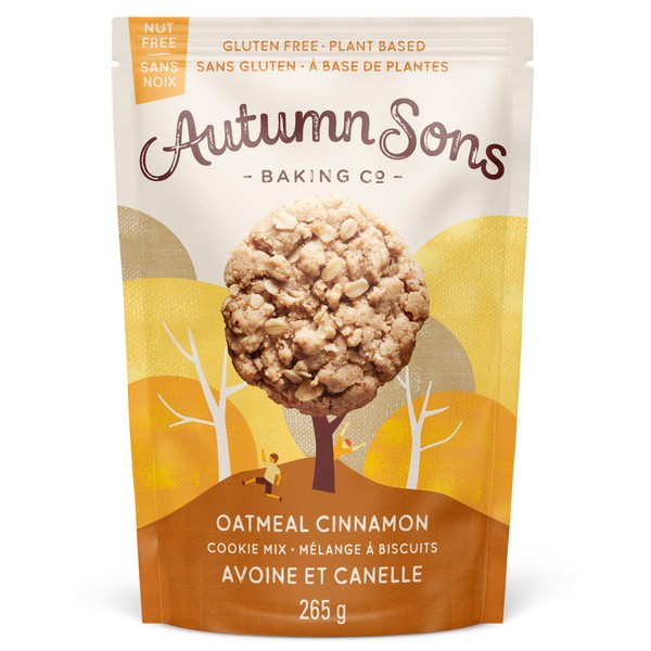 Autumn Sons Baking Co. Gluten Free Oatmeal Cinnamon Cookie Mix. Vegan Plant Based Baking Mix. Free From 11 Common Allergens. Dairy Free, Nut Free, Soy Free, Non GMO. 265g (Pack of 1)