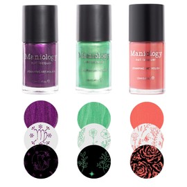 Maniology Garden Glow Stamping Polish Collection (Foxglove (B500), Willow (B501), Sunblaze (B472))