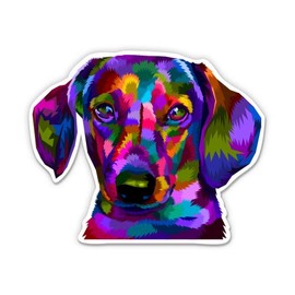 Colorful Dachshund - 8" Vinyl Sticker - for Car Laptop I-Pad - Waterproof Decal