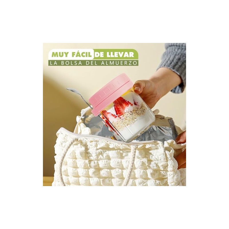 Ausein Recipientes de Avena de 350ML, 4 Pack Tarros de