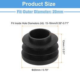 sourcing map 28 Pcs Round Plastic Plug, Black Tubing End Cap Plugs, 20mm(0.79 Inch) Furniture Leg Pipe Insert, Glide Protection for Chair, Sofa, Table, Shelf
