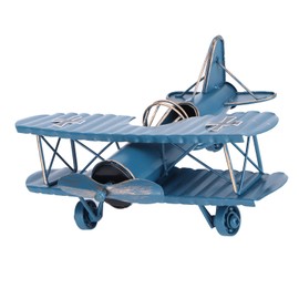Iron Aircraft Model Innovative Airplane Handicraft Office Bar Desktop Ornament Blue