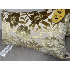 Callisto Home Collection Decor Lumbar Pillow Embroidered Shiny GOLD Floral NWT