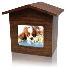 Royal Matter Rosewood Photo Frame Dog House Cremation Pet Urn 6.25″ L x 5″W x 5.5″ Capacity: 60 cu. in.