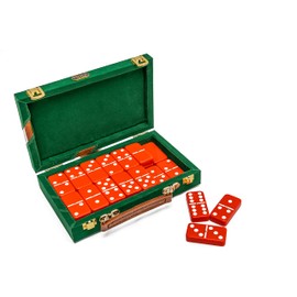 Bello Games New York, Inc. Fashion Avenue Double Six Designer Double Six Red Dominoes Professional Jumbo Size Tournament Set with Spinners