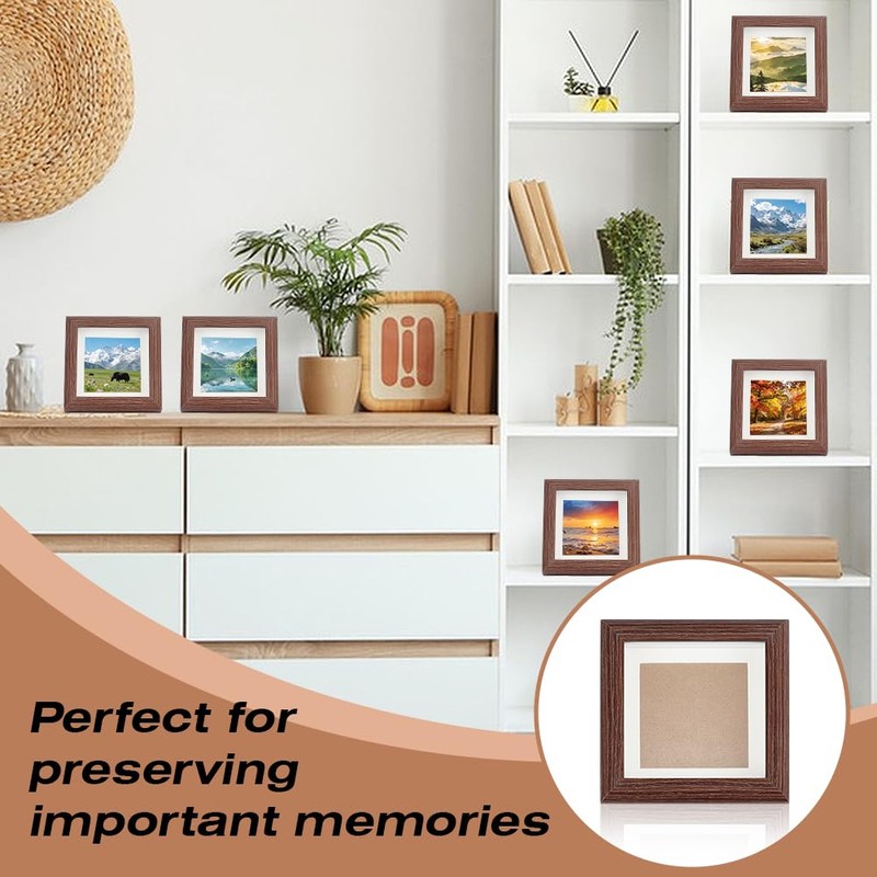 INTERWARM 10Pcs Wooden Square Photo Frame for Tabletop & Wall