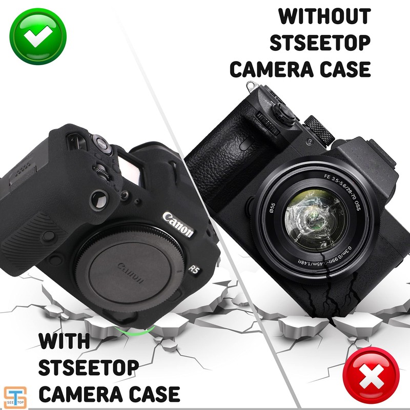 STSEETOP Camera Case for Canon R5 - Silicone Protective DSLR