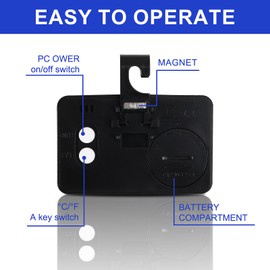 2 Piece Digital Fridge Thermometer Mini Freezer Thermometer Room Thermometer with Hooks Large LCD Display °C/°F Convertible with Hanging Hook for Kitchen Home