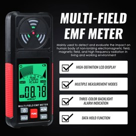 3-in-1 EMF ELF RF Meter, AC Electric Magnetic Radiation Field Detector Portable EMF Meter RF Detector for EF/RF/MF/WiFi Signal/Microwave, Emf Radiation Meter Suitable for Home, Office, Ghost Hunting
