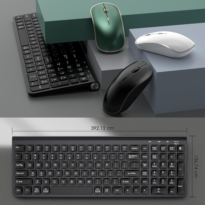 JOYACCESS Upgraded 2.4GHz Wireless Keyboard Mouse Combo, Ergonomic and Dustproof
