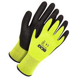 Bob Dale Gloves 991978110 Seamless Knit HPPE Cut 5 Hi-Viz Yellow PU Foam Palm,