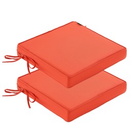 YOOZEKU Patio Chair Cushions Waterproof Outdoor Seat Cushions for Patio Furniture Set of 2 with Ties, 24 x 24 Inch, Orange