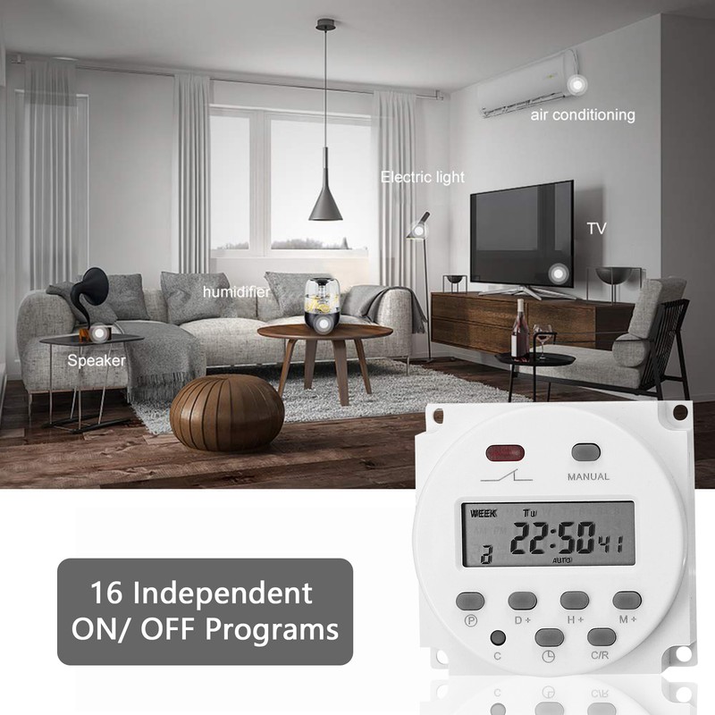 Weekly Programmable Digital Timer Switch Panel Mounted Electrical Timer 16