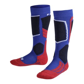FALKE Unisex Kids SK2 Intermediate Ski Socks, Knee High, Medium Cushion, Warming, Breathable Quick Dry, Merino Wool, Blue (Cobalt Blue 6941), 13-3.5, 1 Pair