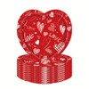 Happy Valentines Day Paper Plates Red Heart Love Shape Disposable