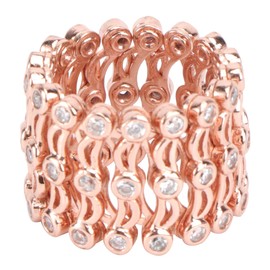 OATIPHO Adjustable Telescopic Ring Women's Ring, 2 in 1 Ring Bracelet, Elastic Copper Bracelet with Rhinestones, Rose Gold, for Men and Women, 1.6 x 1.6 x 1.5 cm, Copper Silver, No Gemstone