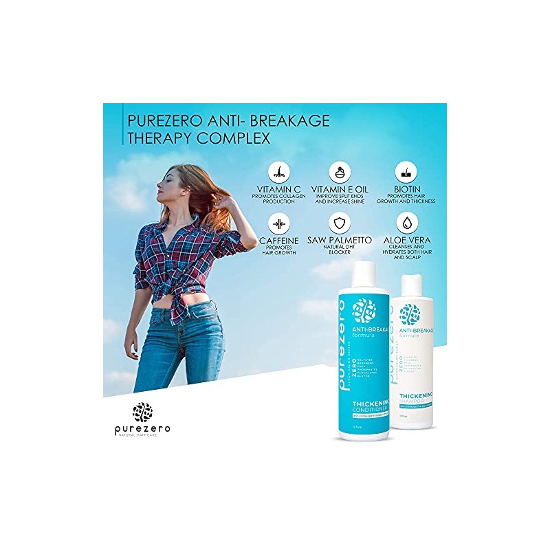 Purezero Set de Champú Acondicionador Antiroturas y Espesantes, para Pérdida