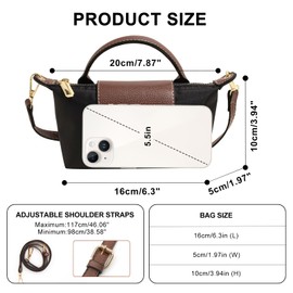 Long Keeper Mini Crossbody Bag for Women Small Nylon Tote Bag Colorblock Shoulder Handbag Top Handle Purse Phone Clutch Bag, Black, Casual Mini Nylon Tote Bag With Long Leather Strap