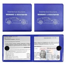 Ziciner Car Registration Insurance Holder, 2Pack Essential Auto Card Document Glove Box Organizer with Velcro Closure, Vehicle Interior Accessories Perfect for Most Car, Truck, SUV (Blue/Big Car)