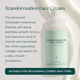 Marini SkinSolutions Transformation Face Cream - Advanced Moisturizer with Anti-Aging Peptides, Growth Factors & Hyaluronic Acid - Cruelty Free - Made in the USA - 1 oz