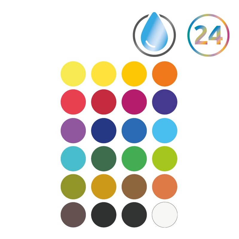 Derwent Watercolour Paints, 24-Piece Paint Box, Watercolour Paint Pan, Water-Soluble