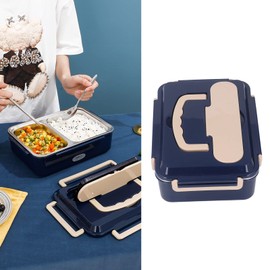 MOUMOUTEN Electric Lunch Box, Stainless Steel Food Warmer Lunch Box, Portable Cooking Container for Car Truck Home Work Adults Food Heating(US)