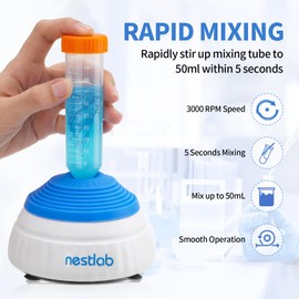 nestlab Mini Vortex Mixer, 3000RPM Lab Mixing Vortex Shakers with Touch Function for Paint Shaker,Nail Polish, Eyelash Gel, Ink Including 100 Pcs Mixing Balls (Blue)