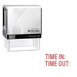 Time in Time Out Cosco Printer Office Self Inking Rubber Stamp - Red Ink