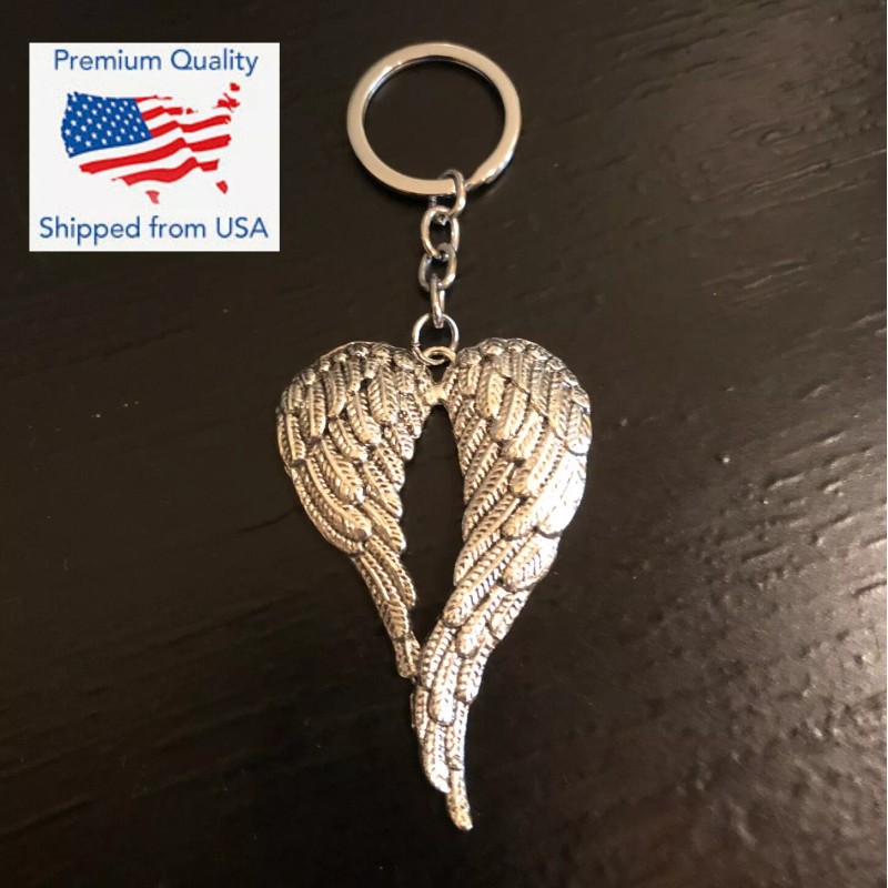 Unbranded Angel Wings Heart Shape Feathers Charm Pendant Keychain Key