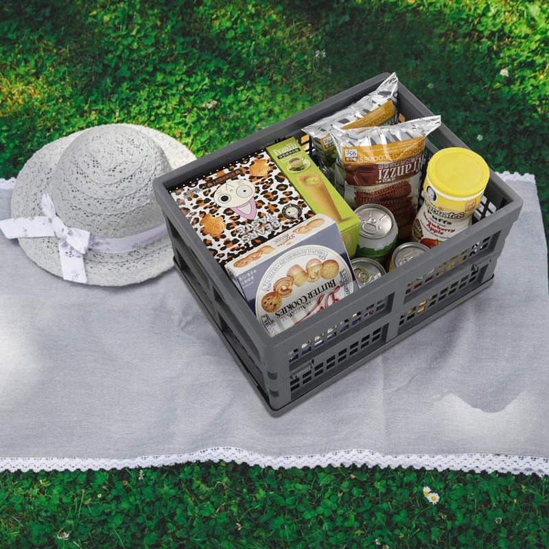 Ggbin 16 Liter Folding Plastic Containers, Grey Plastic Crate, 2