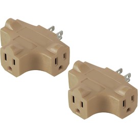 GoGreen Power Inc. (G-3406BE-2) 3 Outlet Cross Adapter, Beige, 2 Pack