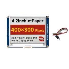 4.2inch e-Paper Module Display, 400x300 E-Ink Display Compatible with Raspberry Pi 5/4B/3B+/3B/2B/Zero W/WH/Zero 2 W/Jetson Nano/STM32, SPI Interface, Red/Yellow/Black/White Four Colors