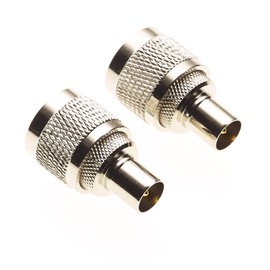 Keple N Male to TV Coax Male 2 Pack - 50 Ohm Coax TV Male N Male to Coax Male with Nickel Plated Housing for Audio RF Communication CCTV