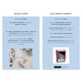 Name Stamp for Clothes, Kids Clothing Stamp, Self-Inking Fabric Stamp or Rubber Stamp with Fabric Stamp Ink Pad, 0.5 x 1.5 inches