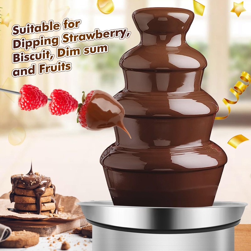 ZEVELOO Chocolate Fountain Machine Electric Chocolate Fondue Fountain Machine Stainless