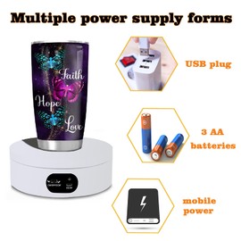 WeArkoTac Motorized Rotating Display Stand, 4.72" 360 Degree Cup Display Stand for Photography Products, 3D Models,Tumbler Display Turner for Glitter Cups Photography Small Arts Pruducts