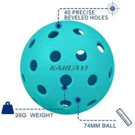 kahuayi Outdoor Pickleball Balls Outdoor with 40 Holes-4 Pack with Great Durability, Bounce Meet USAPA Requirement Pickleball Balls Blue