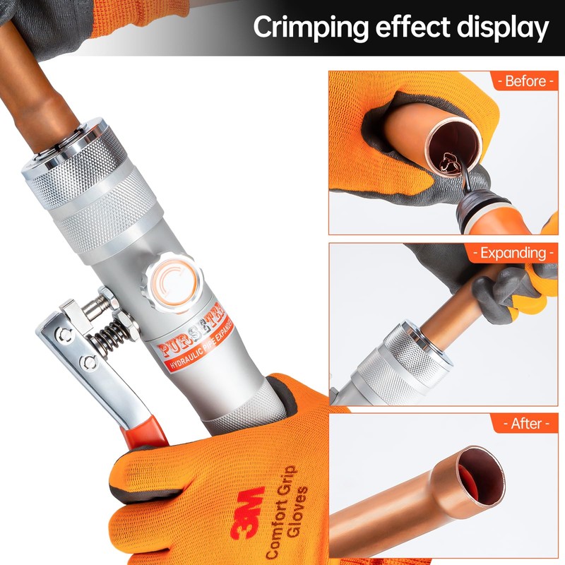 Purseter HVAC Hydraulic SWAGING tool kit for copper tubing Expanding