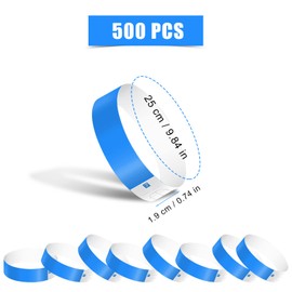Pack of 500 Paper Bracelets, Waterproof Neon Bracelets, Ribbons Paper for Events Wrist Party Bands Paper Entrance Bracelets for Music Festival Concert Competition (Blue)