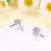 Crystal Palm Tree Stud Earrings for Women Silver Plated Delicate