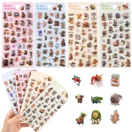 MOICUU Italian Brain Lot, 3D Stickers, Set of 4, PVC, Waterproof, for Notebooks, Rewards, Tuntuntuntunon safur, Squishy, DIY, Characters, Monster, Craft Supplies, Birthday, Festival, Children, Girls