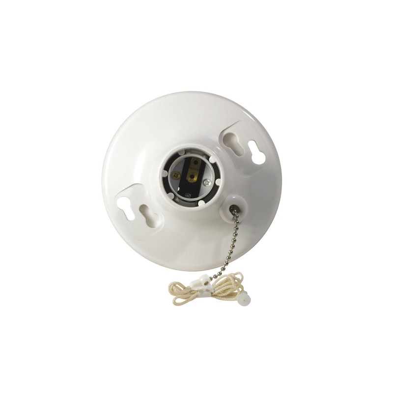 Leviton R50-08827-CW4 1-Piece Top Wired Lamp Holder with Pull Chain,