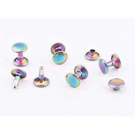 Zhejiang Heyang Trading Co., Ltd. 4mm, 6mm, 8mm Rainbow Double Cap Rivets, Metal Button Round, Rapid Rivet, Rivet Studs for Purse Bags Handbags Shoes Belts Leather Craft DIY (50pcs) (8mm)