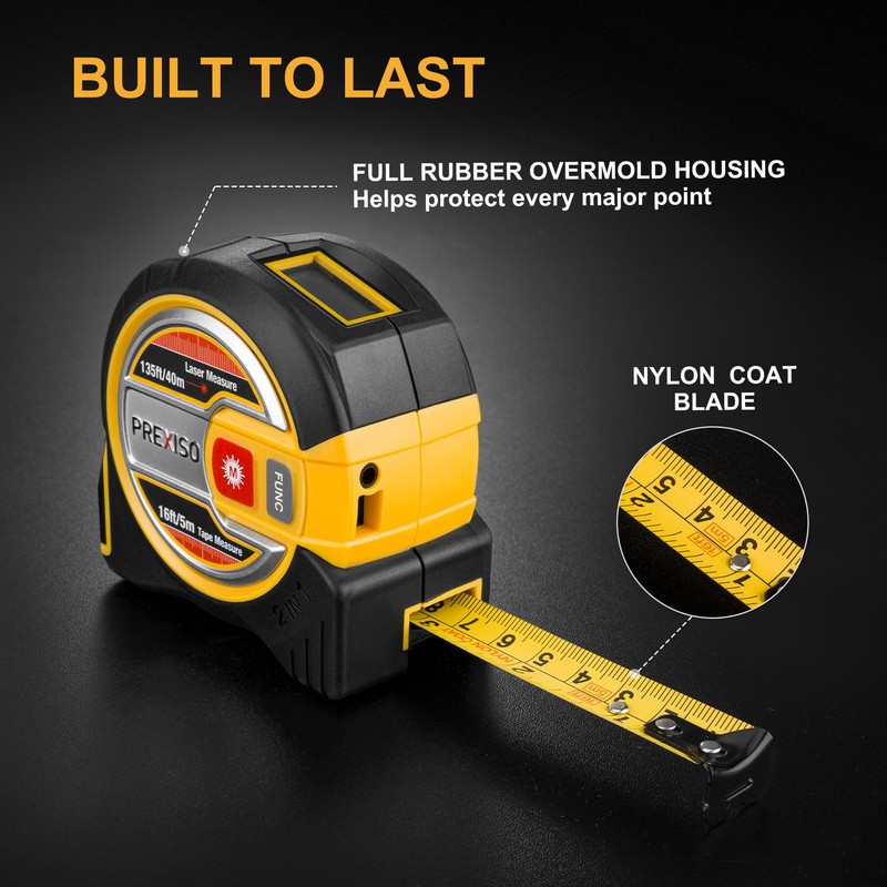 PREXISO 2-in-1 Laser Tape Measure - NOT Digital - 135Ft